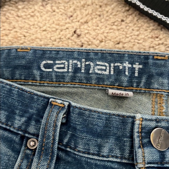 Handmade Upcycled Reworked Carhartt Blue Denim Bag with Heart Patch - Picture 7 of 12